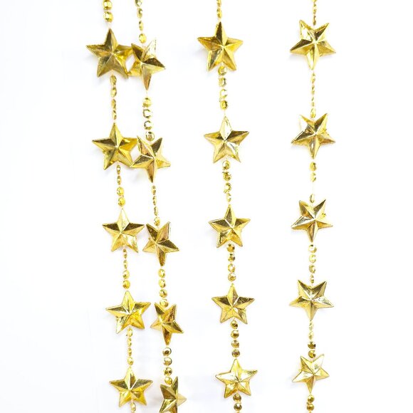 Holiday Plastic Gold Star and Hot Pink and Gold Colored Beaded Garland Set - Picture 5 of 5